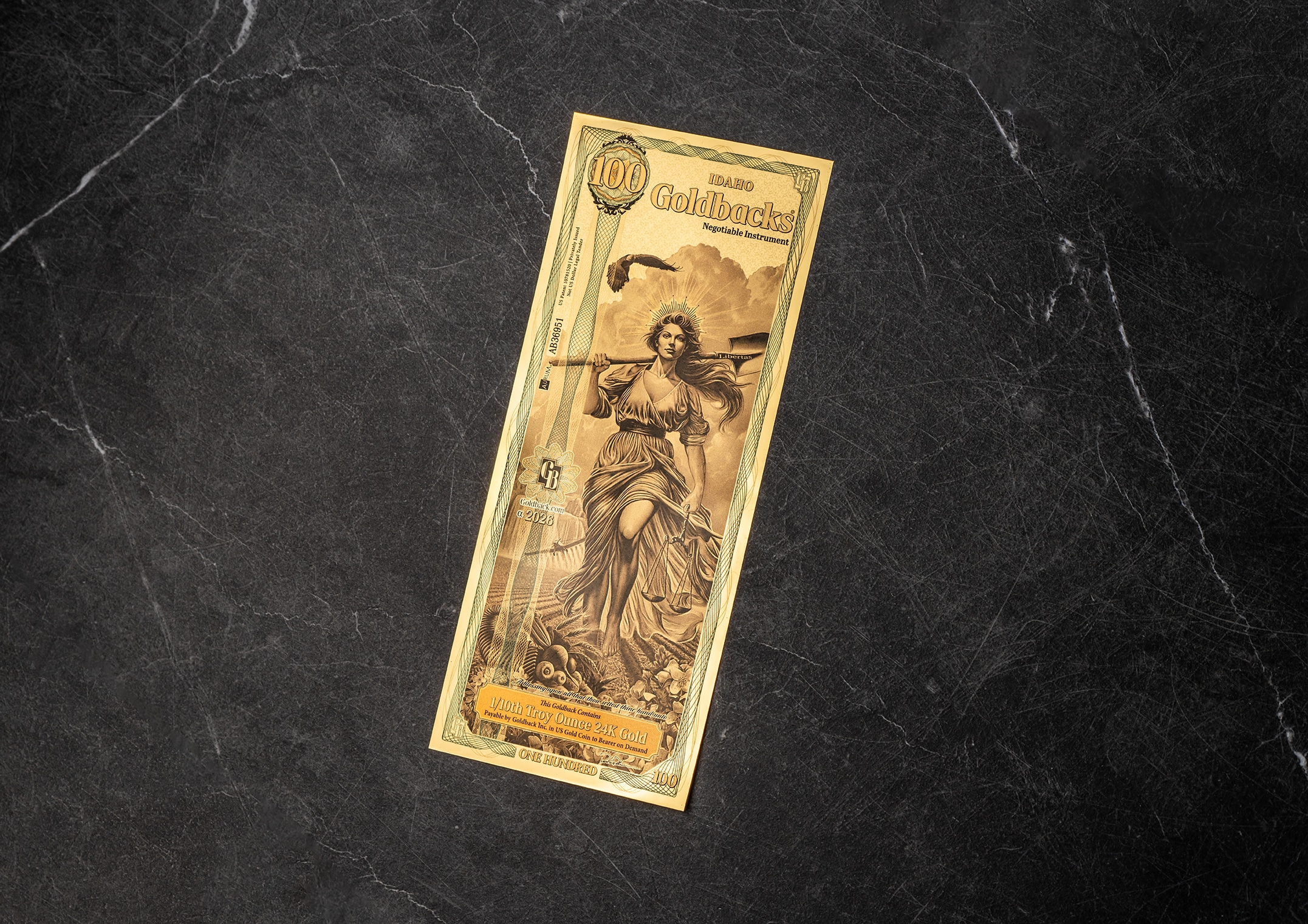 Goldback Idaho 100 note