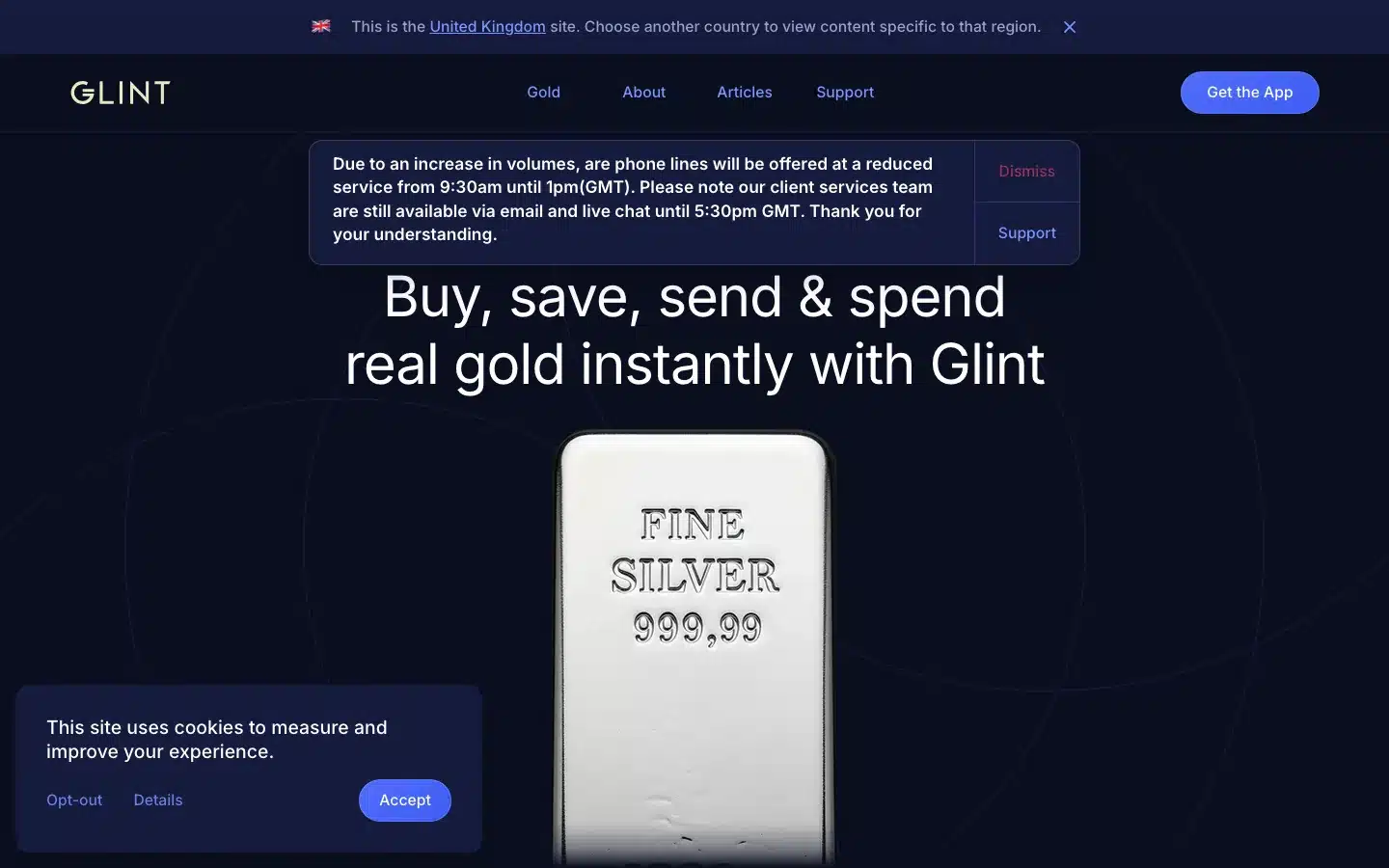 Glint Pay — gold-custody Mastercard for everyday spending